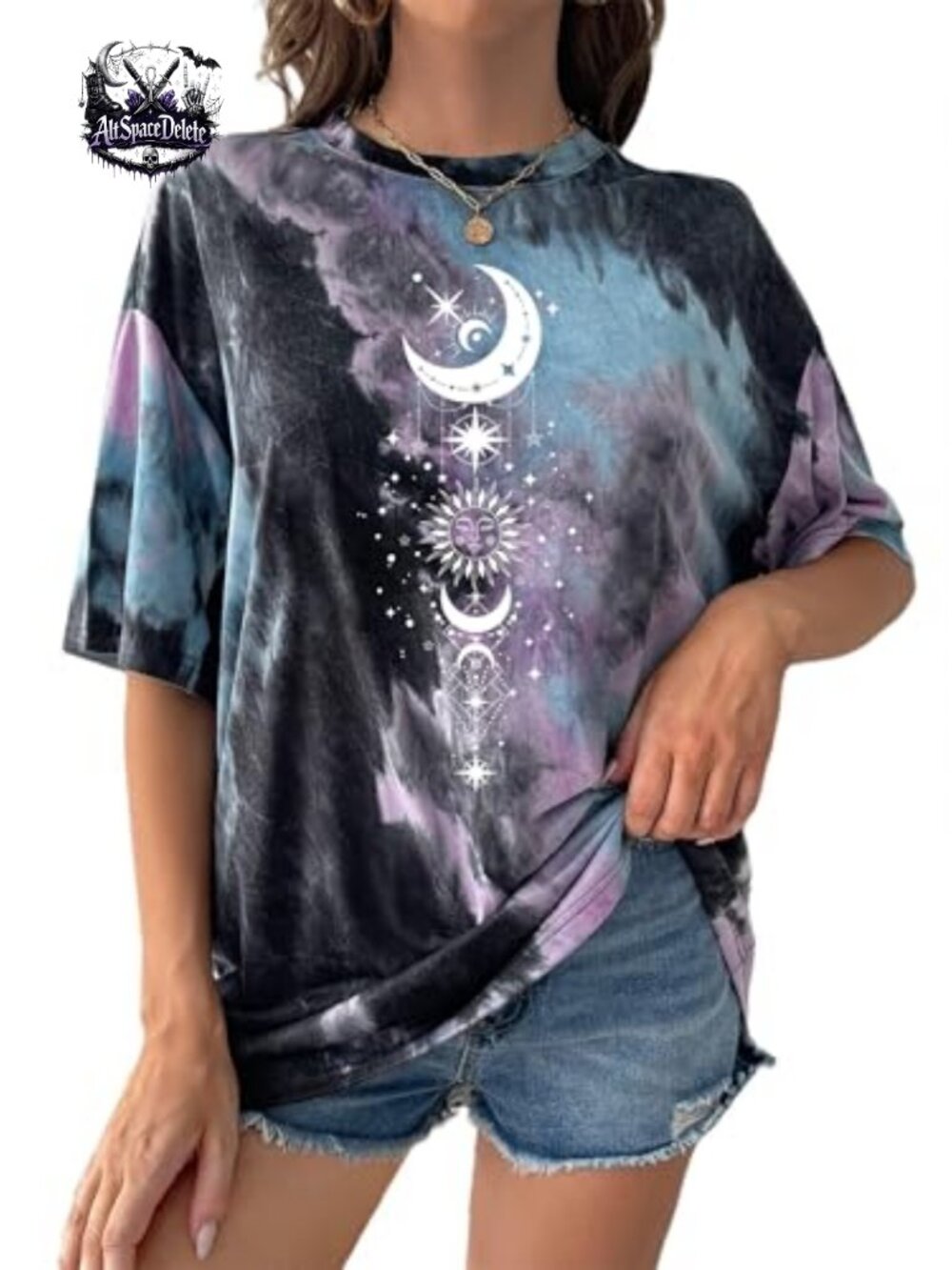 Oversized Tie Dye Graphic T-Shirt Short Sleeve Loose Fit Casual Tee